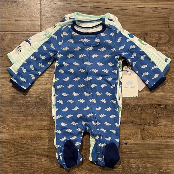 cloud island Other - Cloud Island Navy Shark Pattern Kids Infant Baby Footie Sleeper - 3 Pack